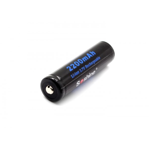 

Аккумулятор литиевый Li-Ion 18650 Soshine (Samsung) 3.7V (2200mAh), защищенный