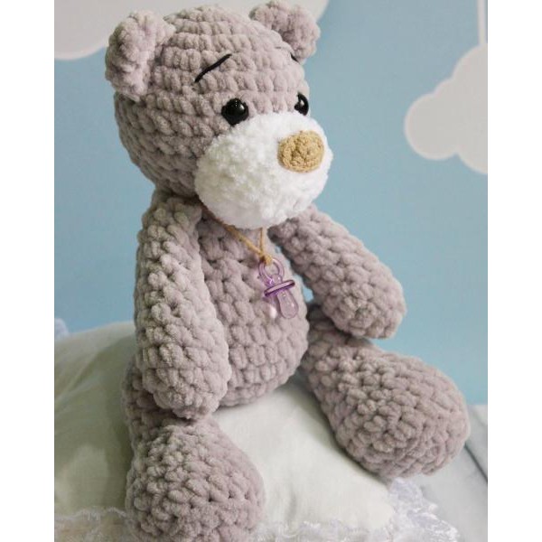 

Вязанная игрушка Медвежонок Тедди J B Knitting мягкая Hand Made 18 см