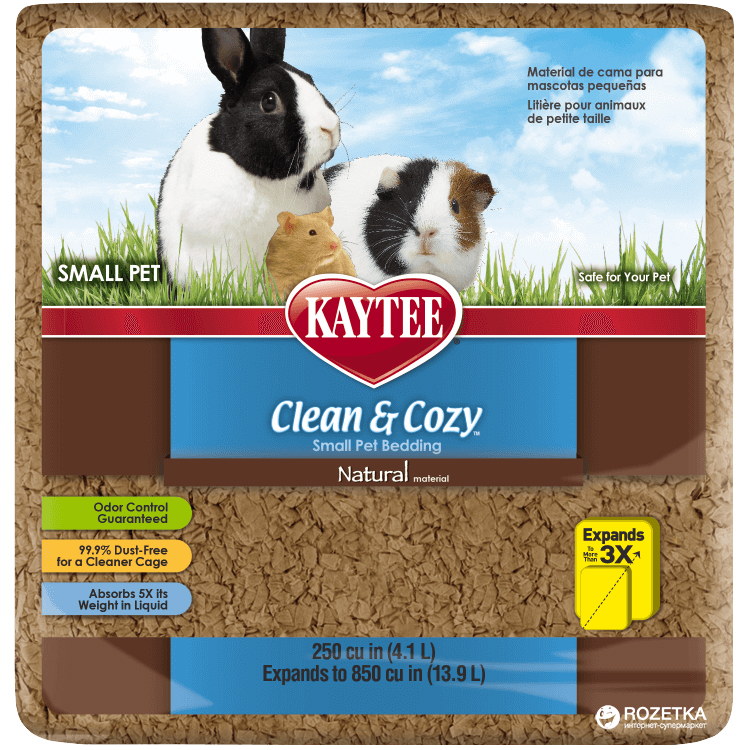 

Подстилка для грызунов Kaytee Clean&Cozy Natural натурал Целлюлозный впитывающий 4.1 л