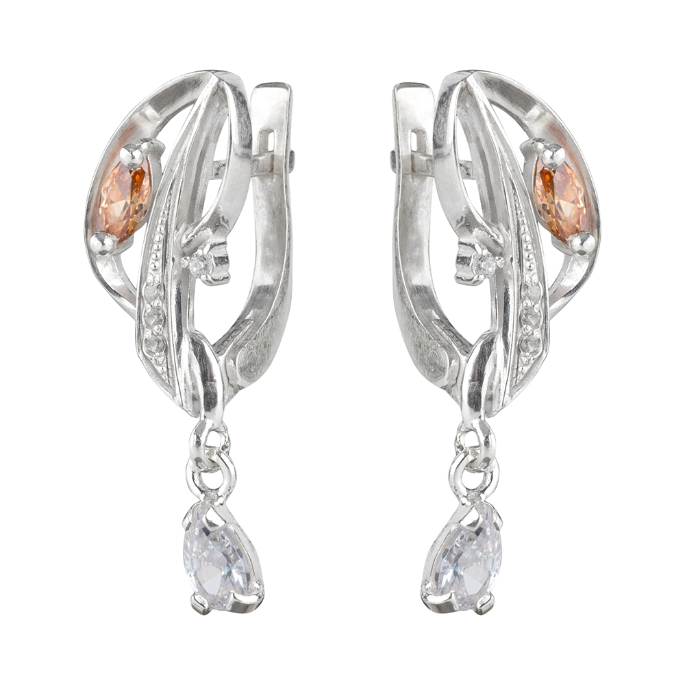 

Серьги из серебра с куб. циркониями Сорока СГ-301