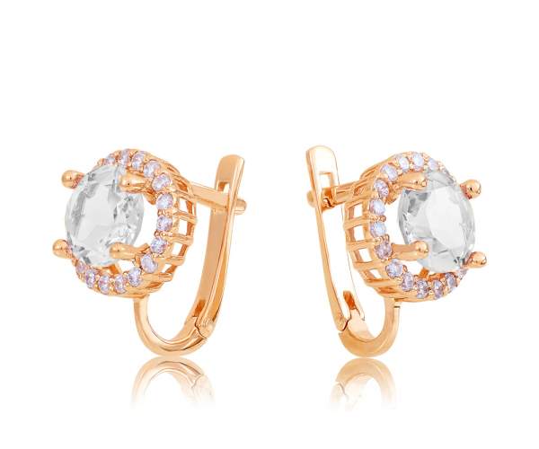 

Серьги золотые с английской застежкой с крупными камнями SWAROVSKI Zirconia "Ева", С4039SW