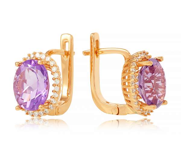 

Серьги золотые с английской застежкой с аметистом "Мария", С4099АМЕТИСТ