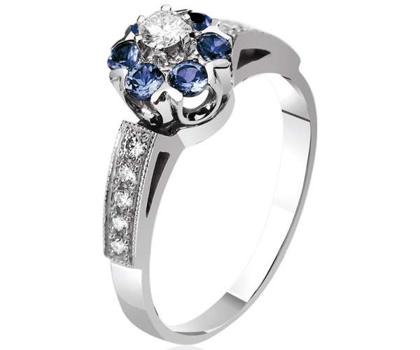 

Кольцо с сапфирами "Малинка", белое золото, КД7432/1САПФИР, 16 размер