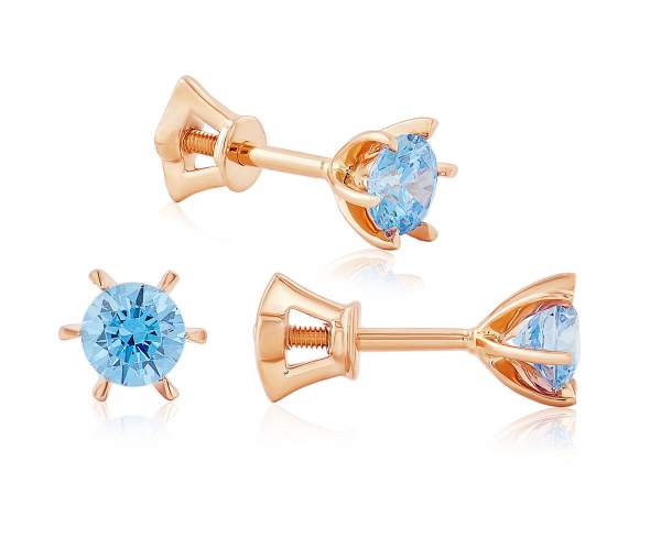 

Золотые серьги-пусеты с камнями SWAROVSKI Zirconia "Верона", С4006GSWFBLUE
