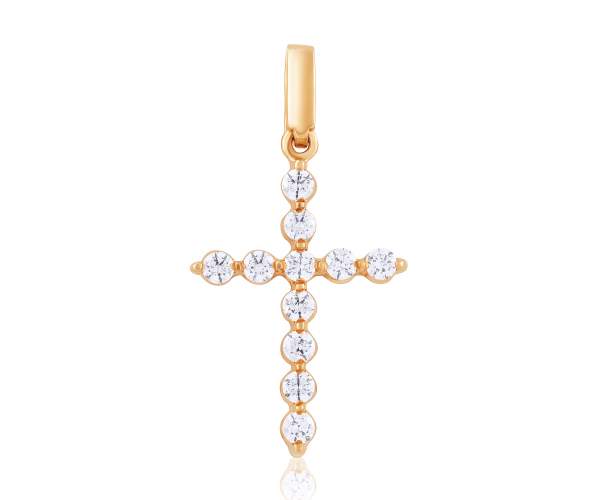 

Крест декоративный золотой с камнем SWAROVSKI Zirconia, КР4188SW