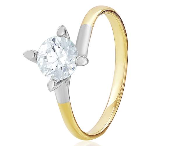 

Кольцо с камнем SWAROVSKI Zirconia "Изящность", желтое золото, КД4098/2SW, 16.5 размер