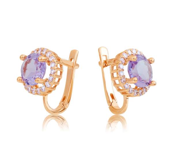 

Серьги золотые, с аметистами и куб.цирконием "Ева", С4039АМЕТИСТ