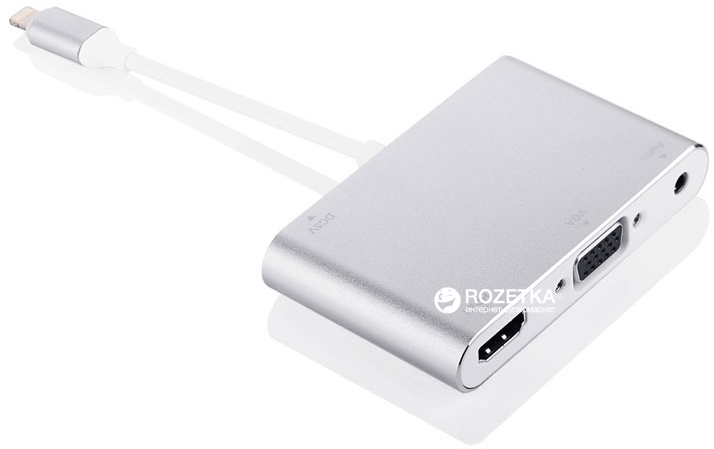 

USB-хаб Value Lightning - HDMI+VGA+Audio кабель 10 см