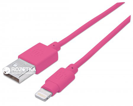 

Кабель синхронизации Manhattan USB - Apple Lightning 1 м Розовый