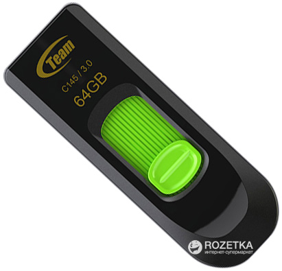 Акция на Team C145 USB 3.0 64GB Green (TC145364GG01) от Rozetka UA