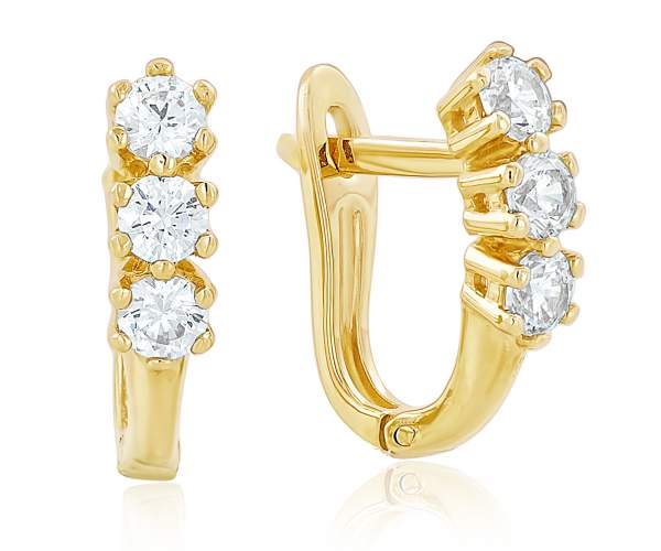 

Серьги из желтого золота с камнями SWAROVSKI Zirconia "Тайна", С4102/2SW