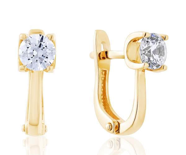

Серьги из желтого золота с камнями SWAROVSKI Zirconia "Модерн", С4189/2SW