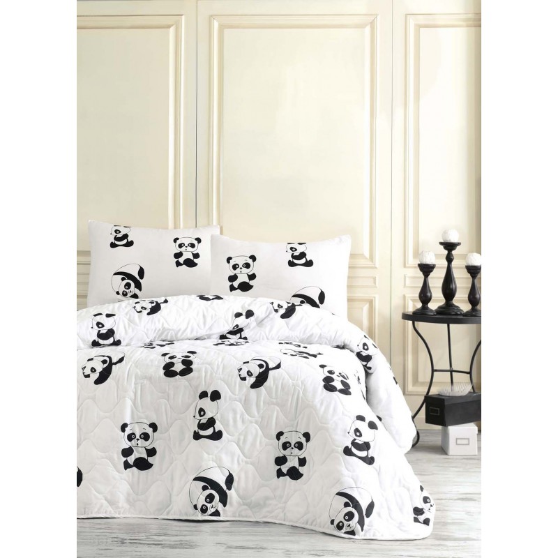 

Покрывало стеганное с наволочкой Eponj Home B&W - Panda 160*220