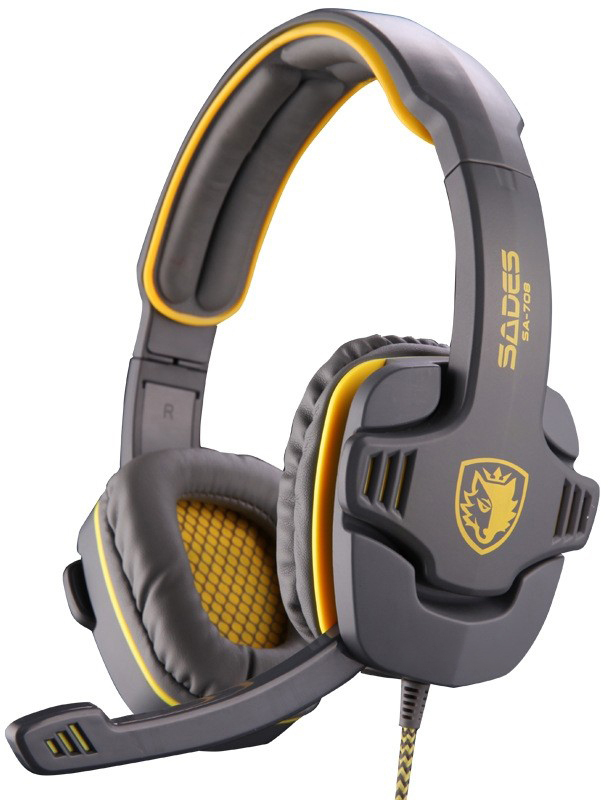 Акція на Наушники Sades SA-708 Stereo Gaming Headphone/Headset with Microphone Grey/Yellow (SA708-G-Y) від Rozetka UA