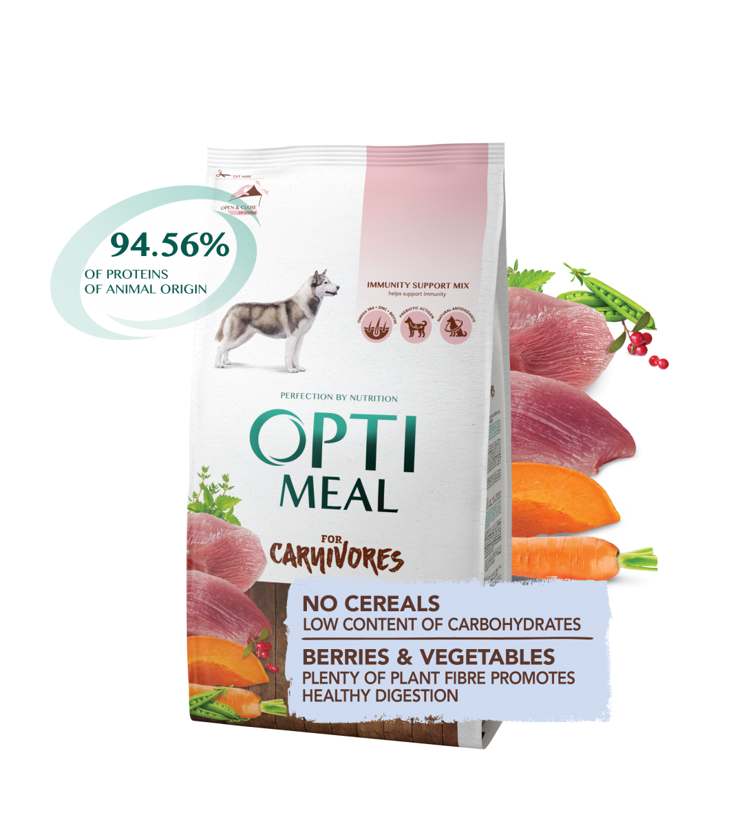 

Сухой корм для собак Optimeal беззерновой с уткой и овощами 1,5 кг (859015)