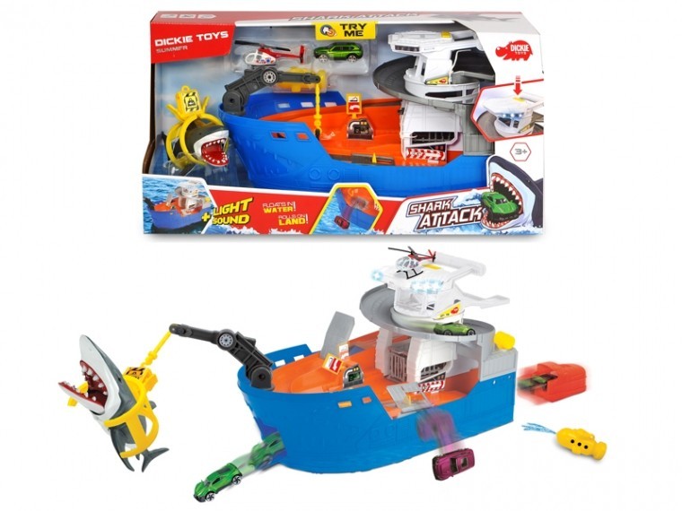 

Игровой набор Dickie Toys Катер. Охота на акул с шлюпкой со звуковыми и световыми эффектами (3779001)