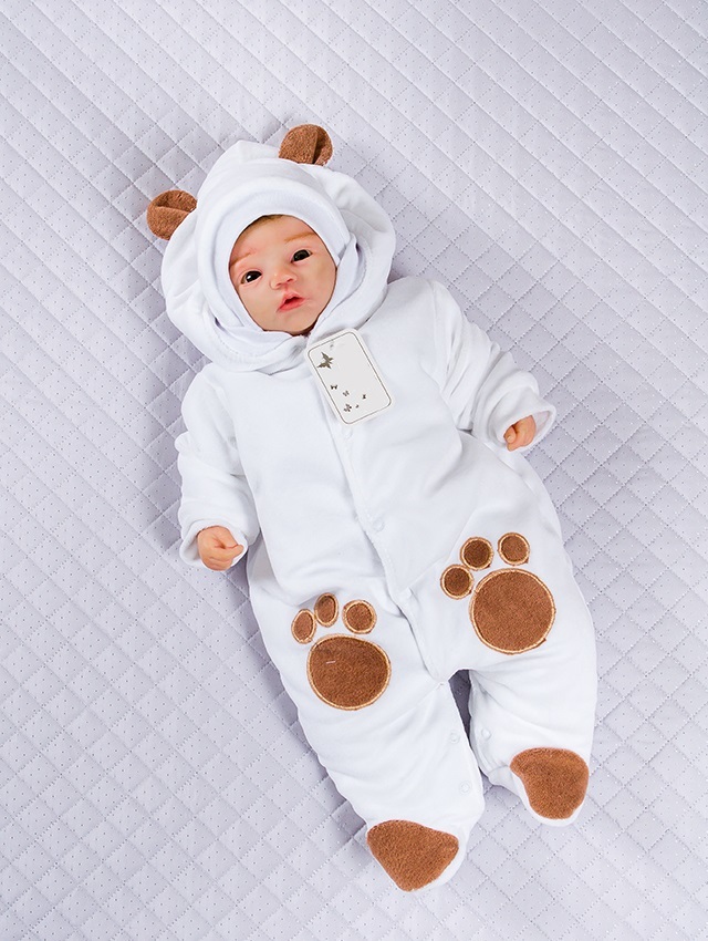

Комбинезон велюровый для новорожденных Lari Little Bear 56 белый