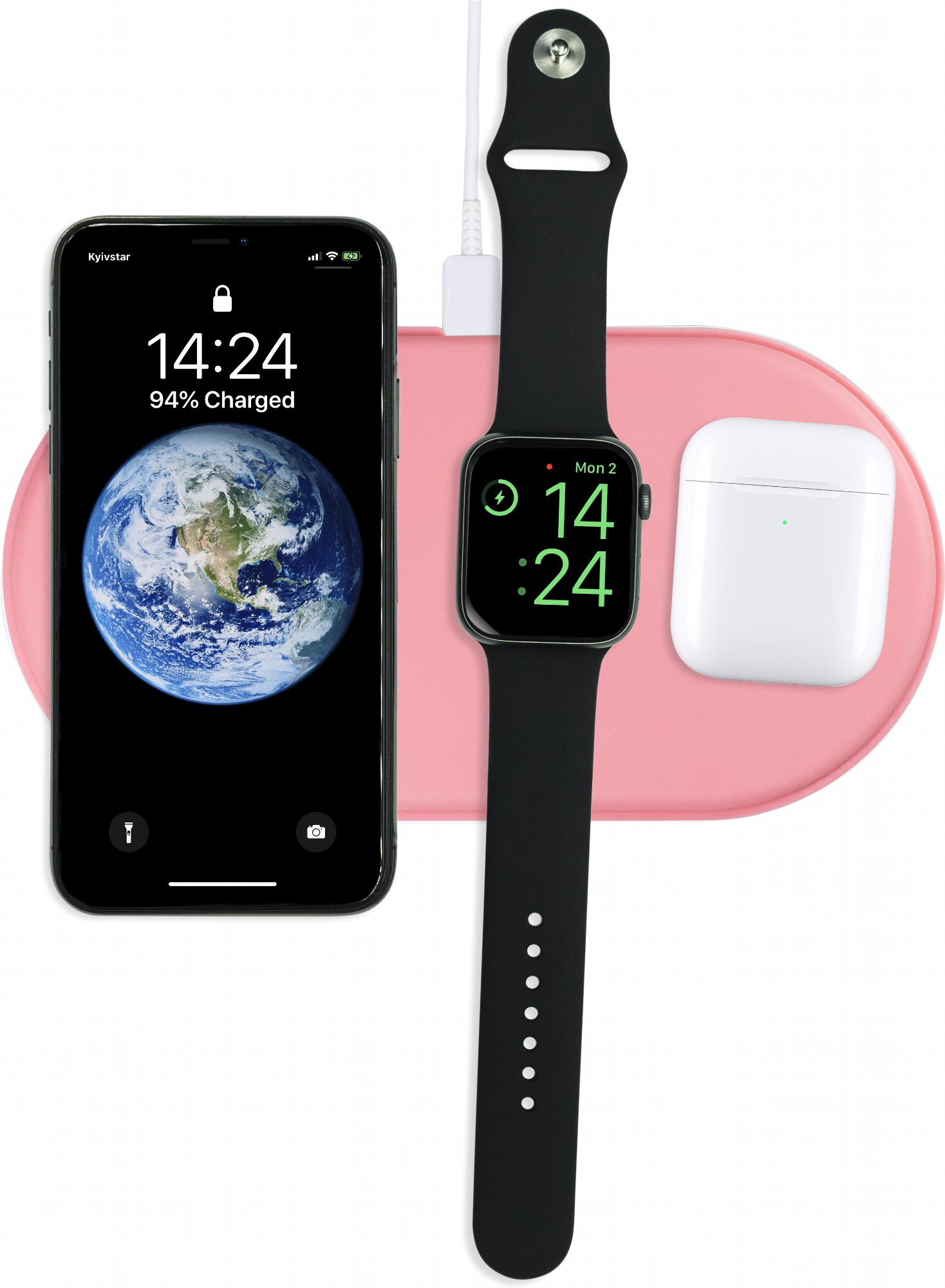 

Беспроводное зарядное устройство Qitech AirPower 3 в 1 Gen 2 для Apple Watch с технологией QI Fast Charge Розовое (QT-Air-Gen2pk)