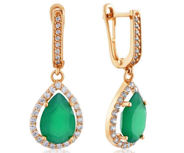 

Серьги-подвески золотые с зеленым ониксом "Барокко",С4030VОНИКСЗЕЛ