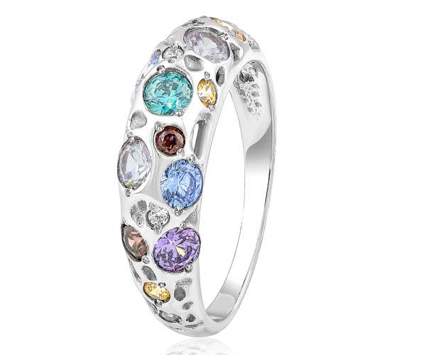 

Кольцо с цветными камнями SWAROVSKI Zirconia "Радуга", белое золото, КД4064/1SW, 17 размер