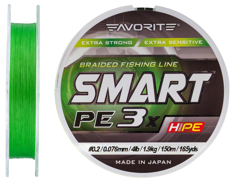 

Шнур Favorite Smart PE 3x 150м (l.green) #0.2/0.076mm 4lb/1.9kg (арт.123416931061)