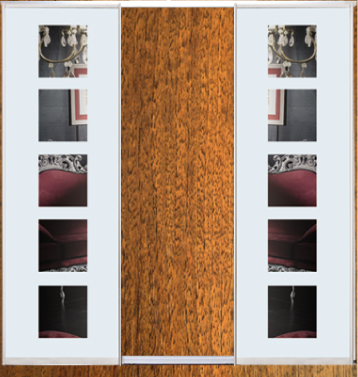 

Шкаф купе Luxe Studio Стандарт-1 ДСП/Зеркало с Пескоструем-11 2300x2000x450 трехдверный
