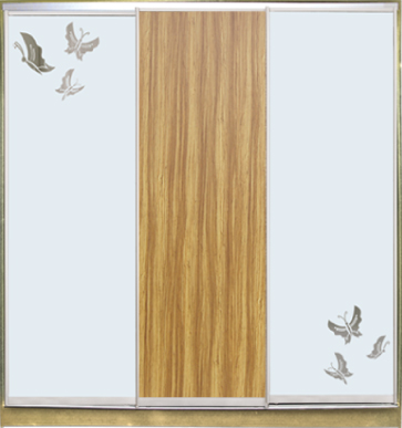 

Шкаф купе Luxe Studio Стандарт-1 ДСП/Зеркало с Пескоструем-10 2100x2100x450 трехдверный