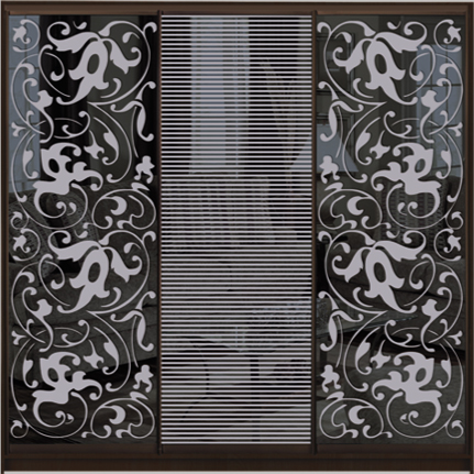 

Шкаф купе Luxe Studio Стандарт-1 Тонированное зеркало с Пескоструем-2 2200x2400x450 трехдверный