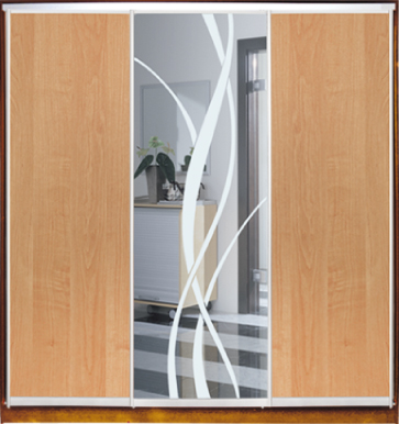 

Шкаф купе Luxe Studio Стандарт-1 ДСП/Зеркало с Пескоструем-4 2300x2400x450 трехдверный