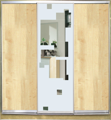 

Шкаф купе Luxe Studio Стандарт-1 ДСП/Зеркало с Пескоструем-2 2400x2400x450 трехдверный