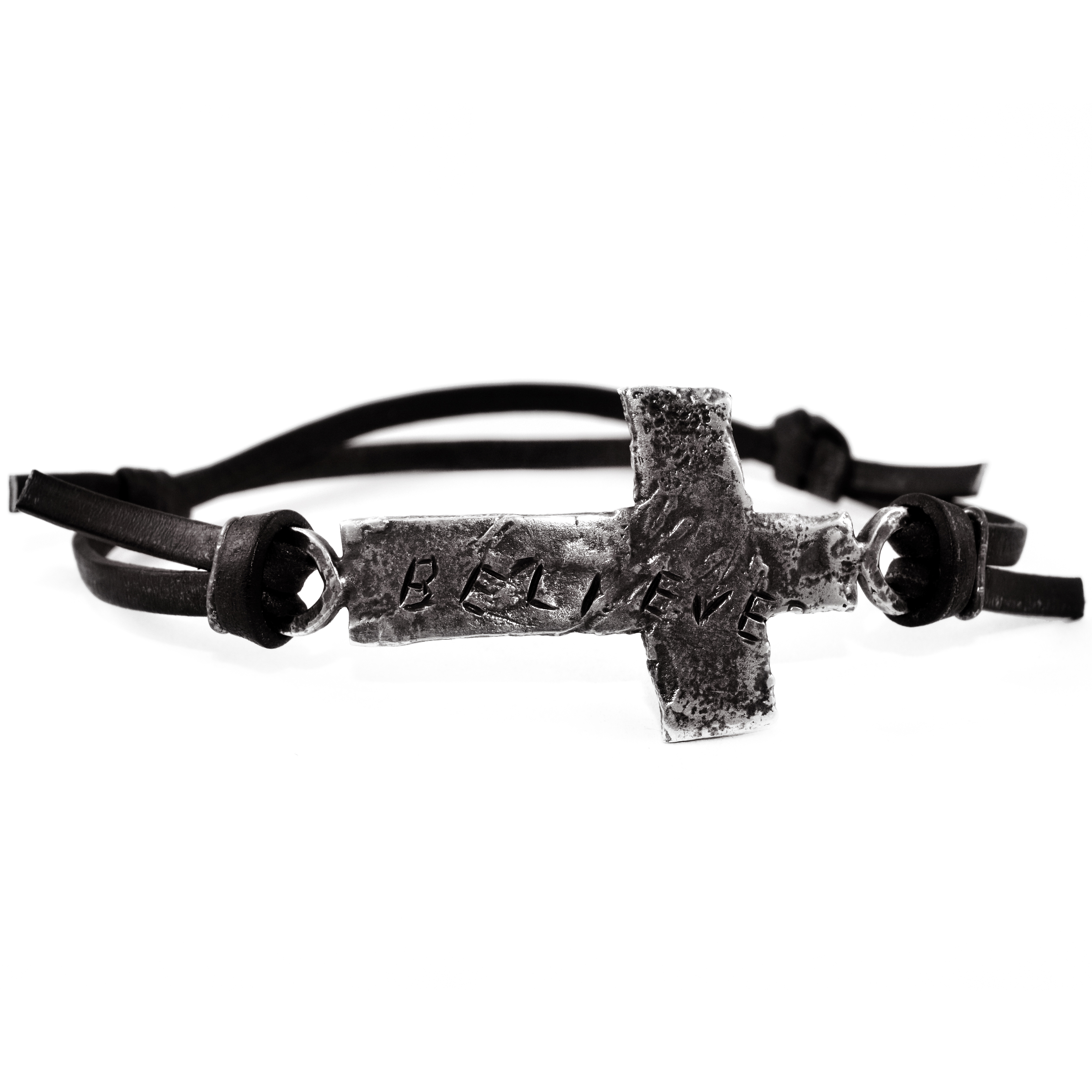

Кожаный браслет с серебром EJ Believe EJB003