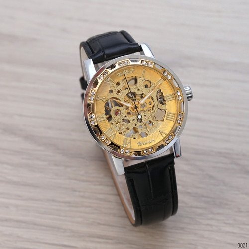 

Мужские наручные часы (8012 Diamonds Automatic Black-Silver-Gold) Winner 39 мм Золотой 000018118