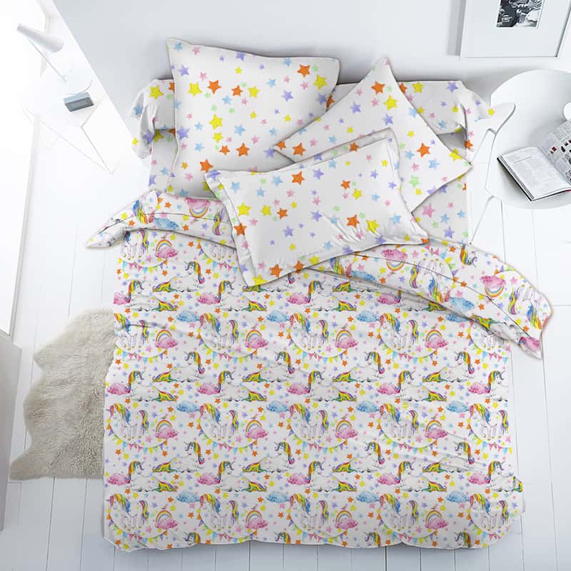 

Постельное белье Единороги со звездами CottonTwill 145х215 см 000017515