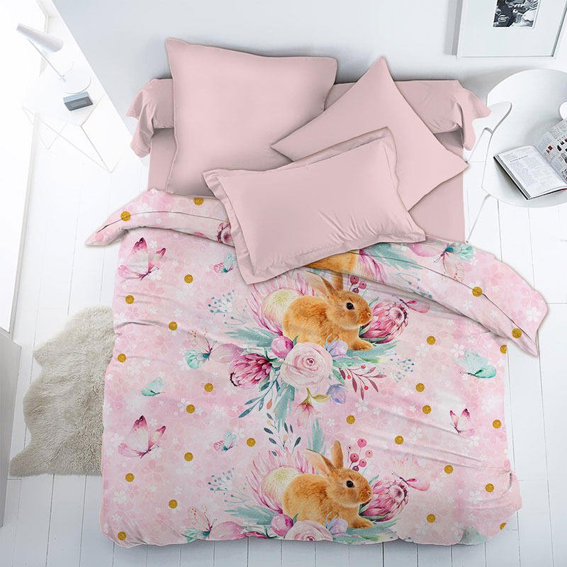 

Постельное белье Весенний зайка CottonTwill 145х215 см Розовый 000018243
