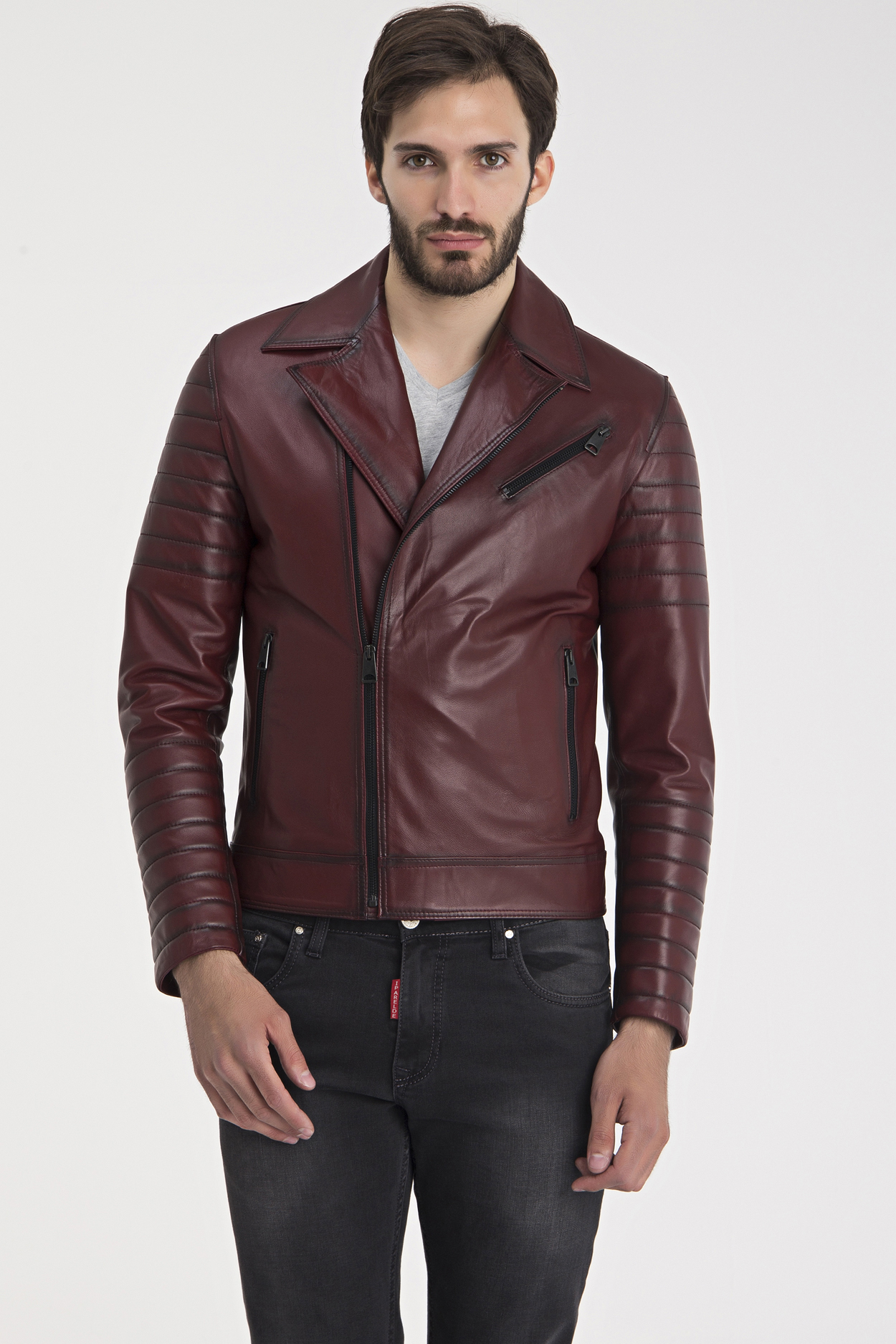 

Кожаная куртка IPARELDE Бордовая 3XL