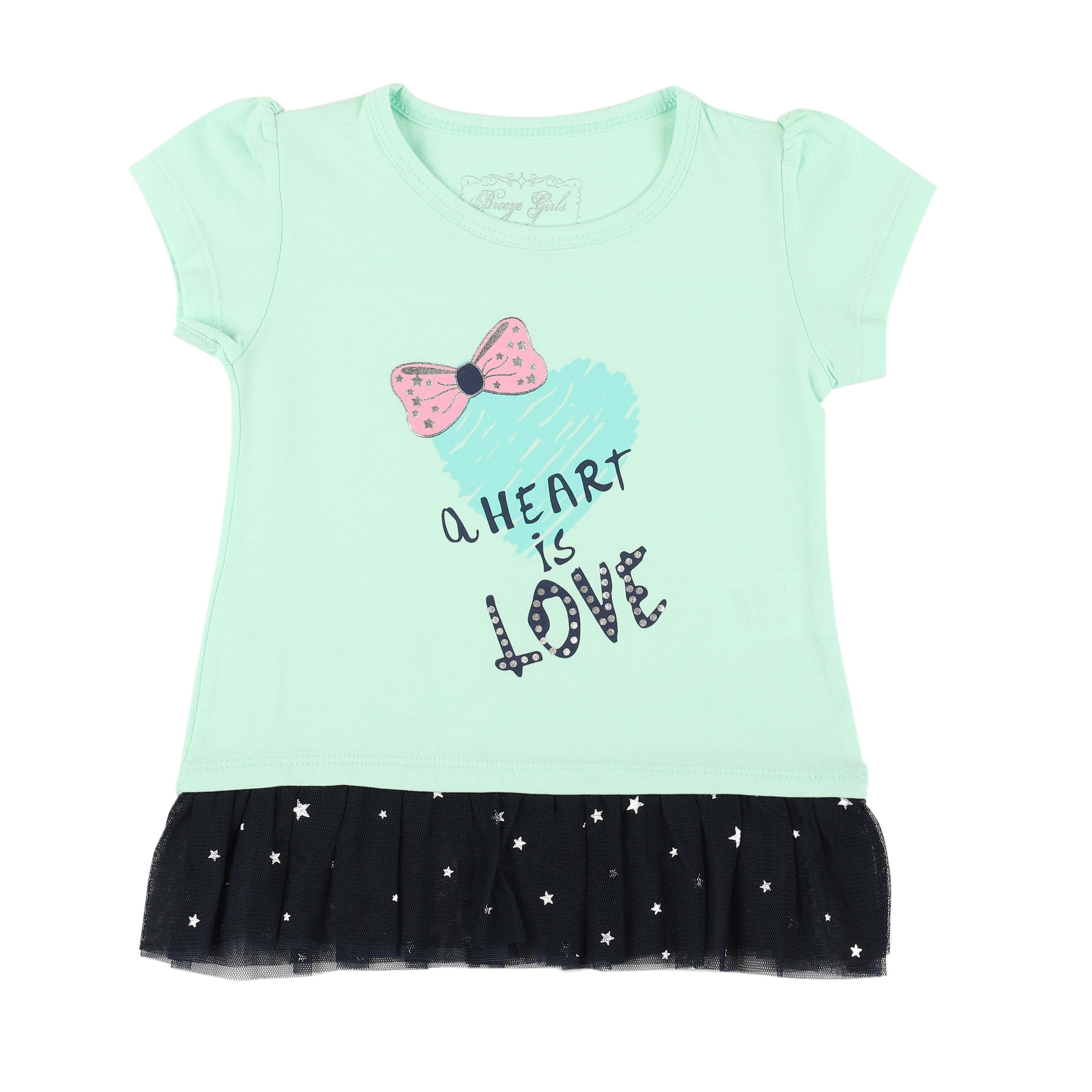 

Футболка Breeze girls & boys "a heart is love" бирюзовая 98