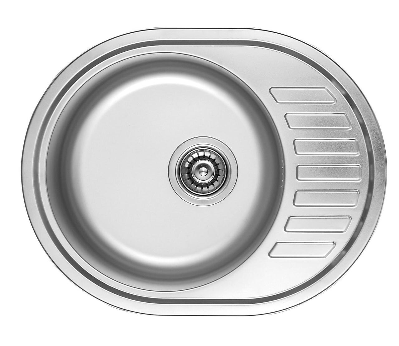 

7112 Мойка Cristal круглая c полкой (мини кепка) 570х450х180 Decor