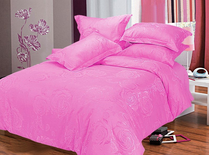 

Комплект постельного белья в подарочной упаковке, 7 предметов Сатин Жаккард, Terry Lux, Семейный, 240x260 см, розовый F8101