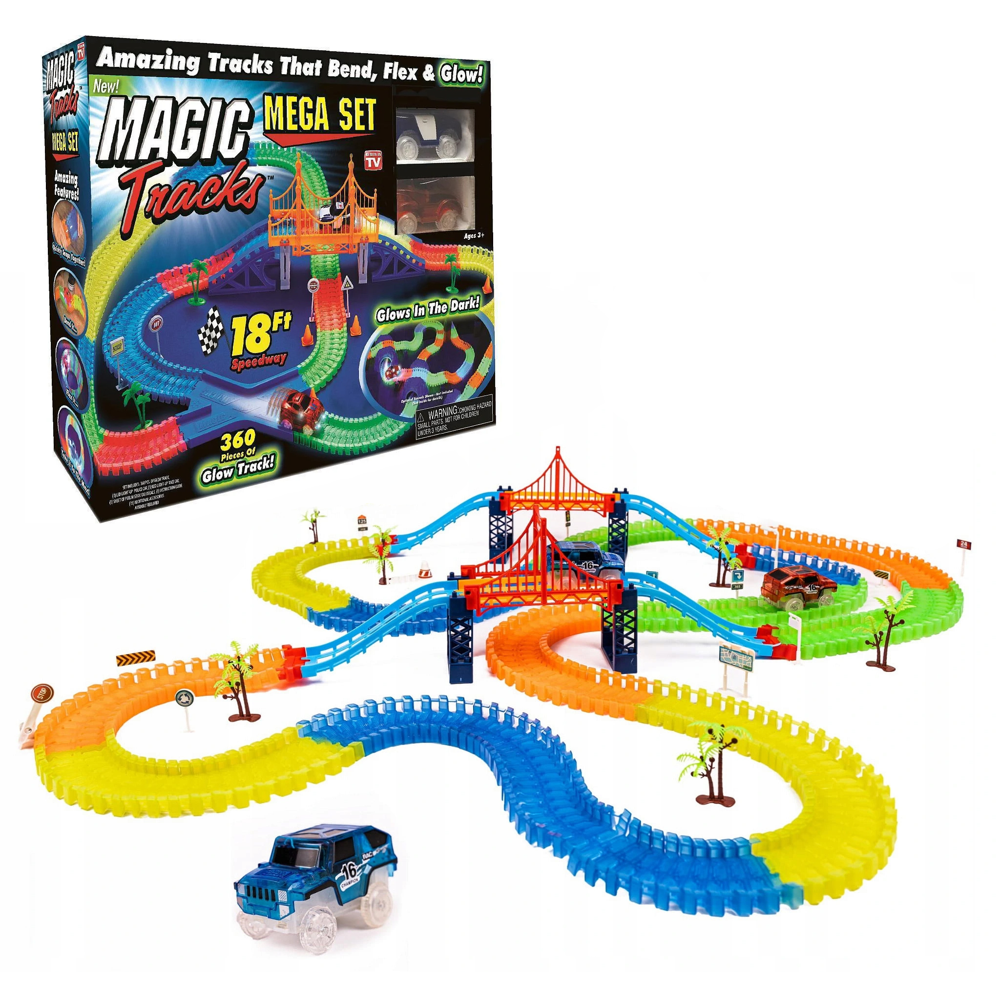 

Гибкий трек 360 деталей Светящийся в темноте с машинкой Magic Tracks