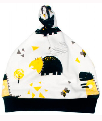 

Шапочка Динозавры узел, белая (74), MISHKA 41 см (ТМ Мишка)