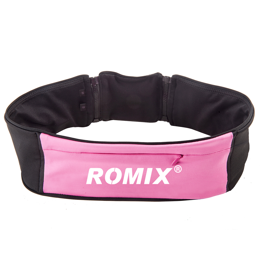 

Спортивный пояс-сумка L&XL с тремя карманами на молнии ROMIX RH26-L&XL P розовый