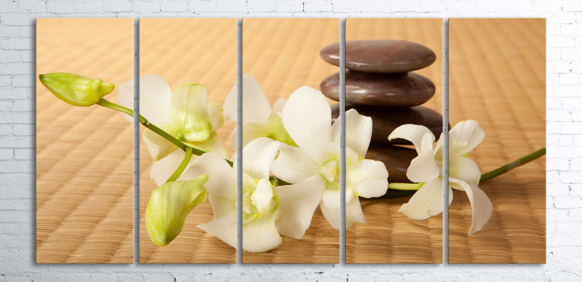 

Модульная картина на холсте 5 в 1 Орхидея. Дзен 100х200 см