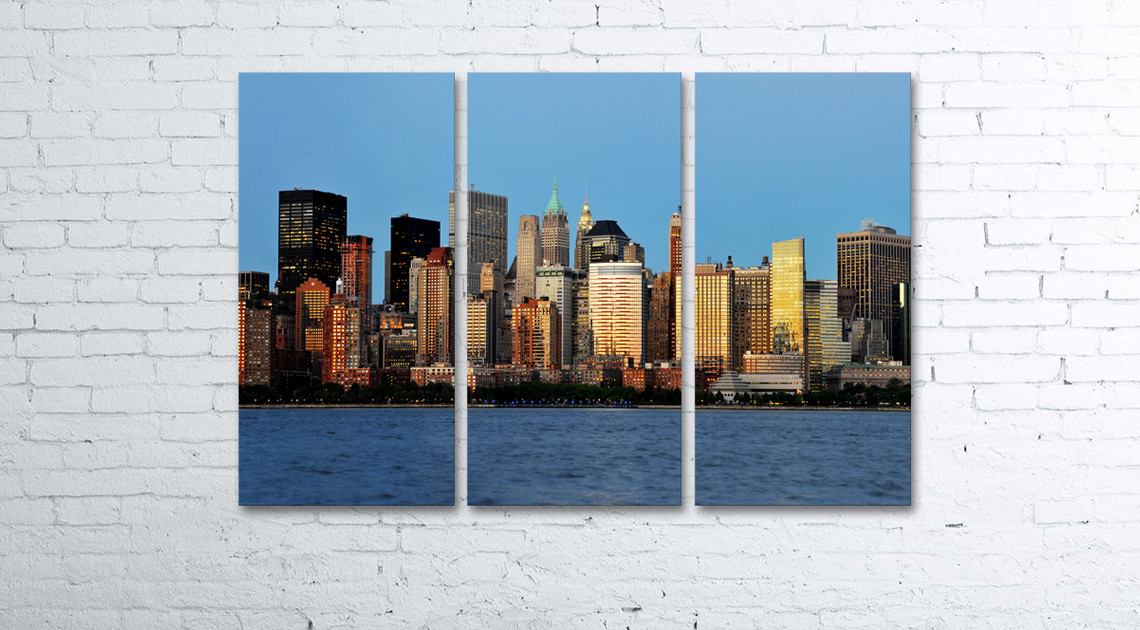 

Модульная картина на холсте 3 в 1 Панорама New York 80х120 см