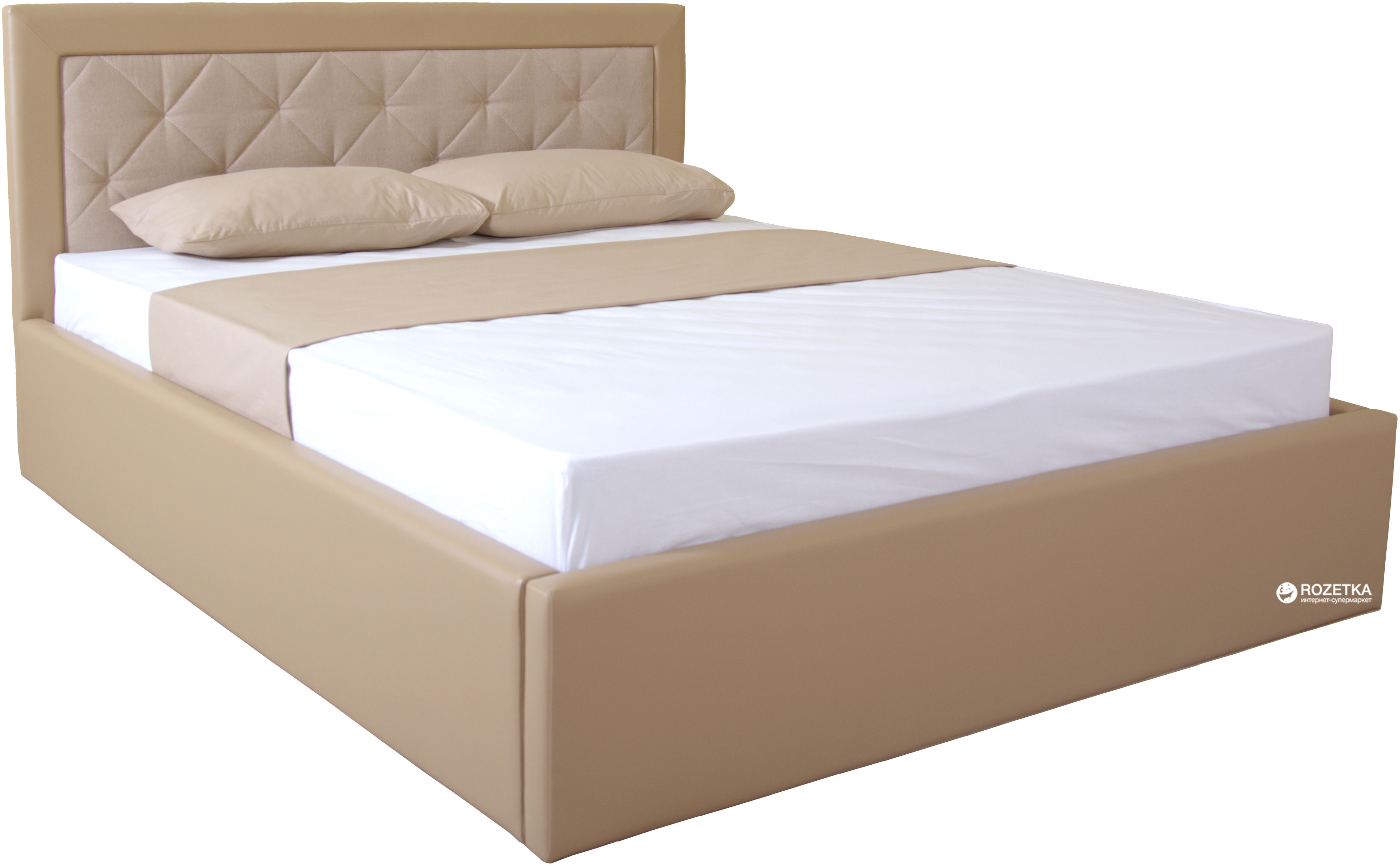 Акция на Двуспальная кровать Eagle Irma Lift 160 x 200 Beige (E2417) от Rozetka UA