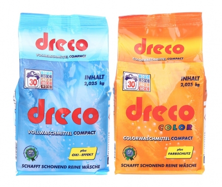 

Стиральный порошок для стирки белья концентрированный Dreco (2 упаковки) Стиральный порошок для стирки белья концентрированный Dreco 2,025 кг 30 стирок