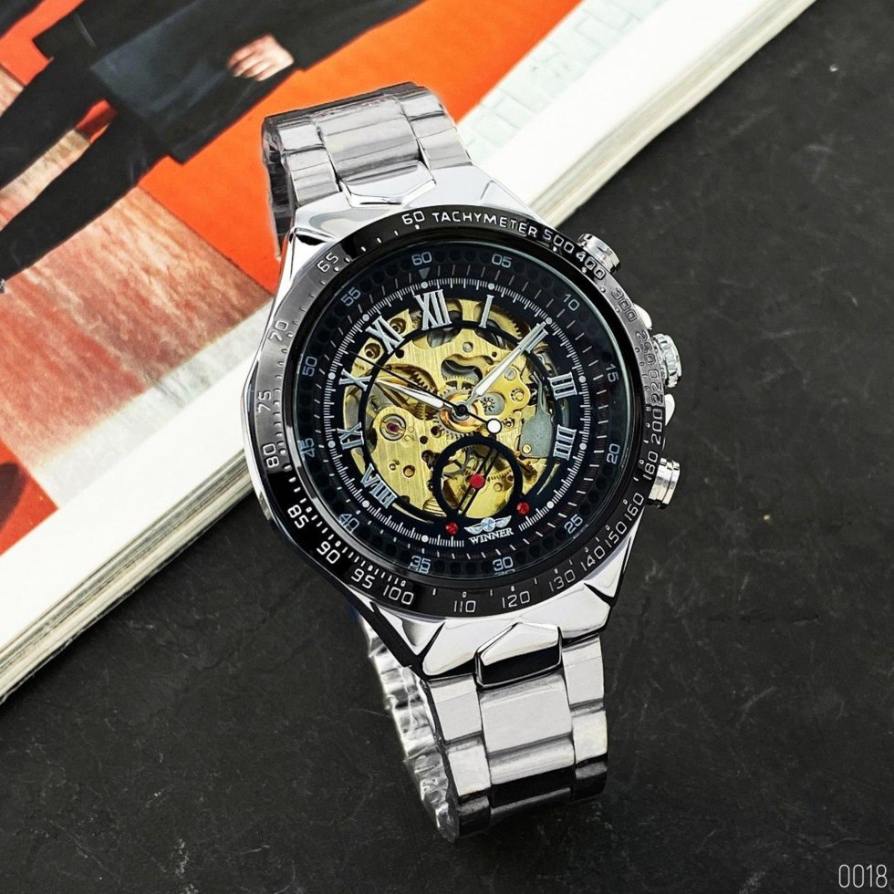 

Мужские наручные часы Winner 8067 Silver-Black-Gold Red