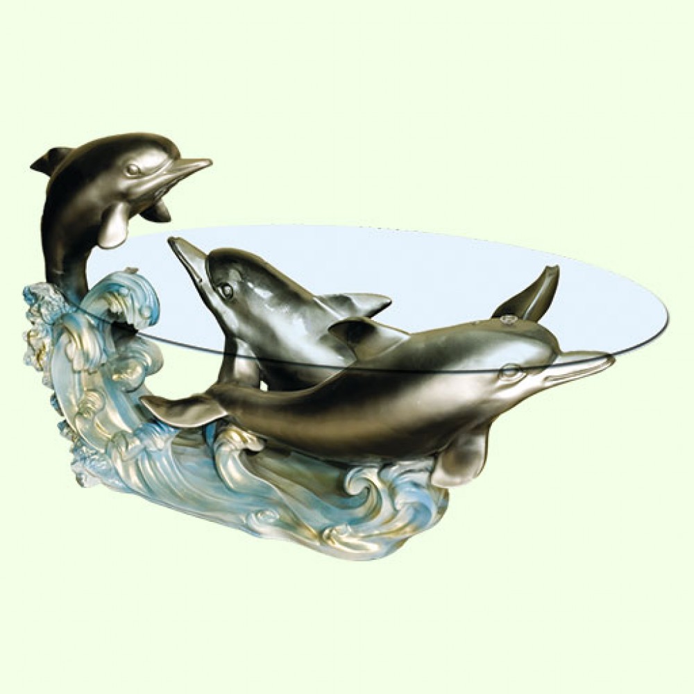 

Стеклянный журнальный столик Славянский сувенир Три дельфина 1.38 цветной
