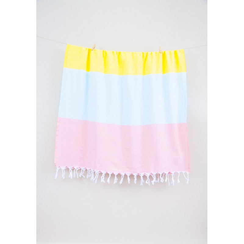 

Полотенце Barine Pestemal - Block 95*165 Peach-lt.blue-yellow