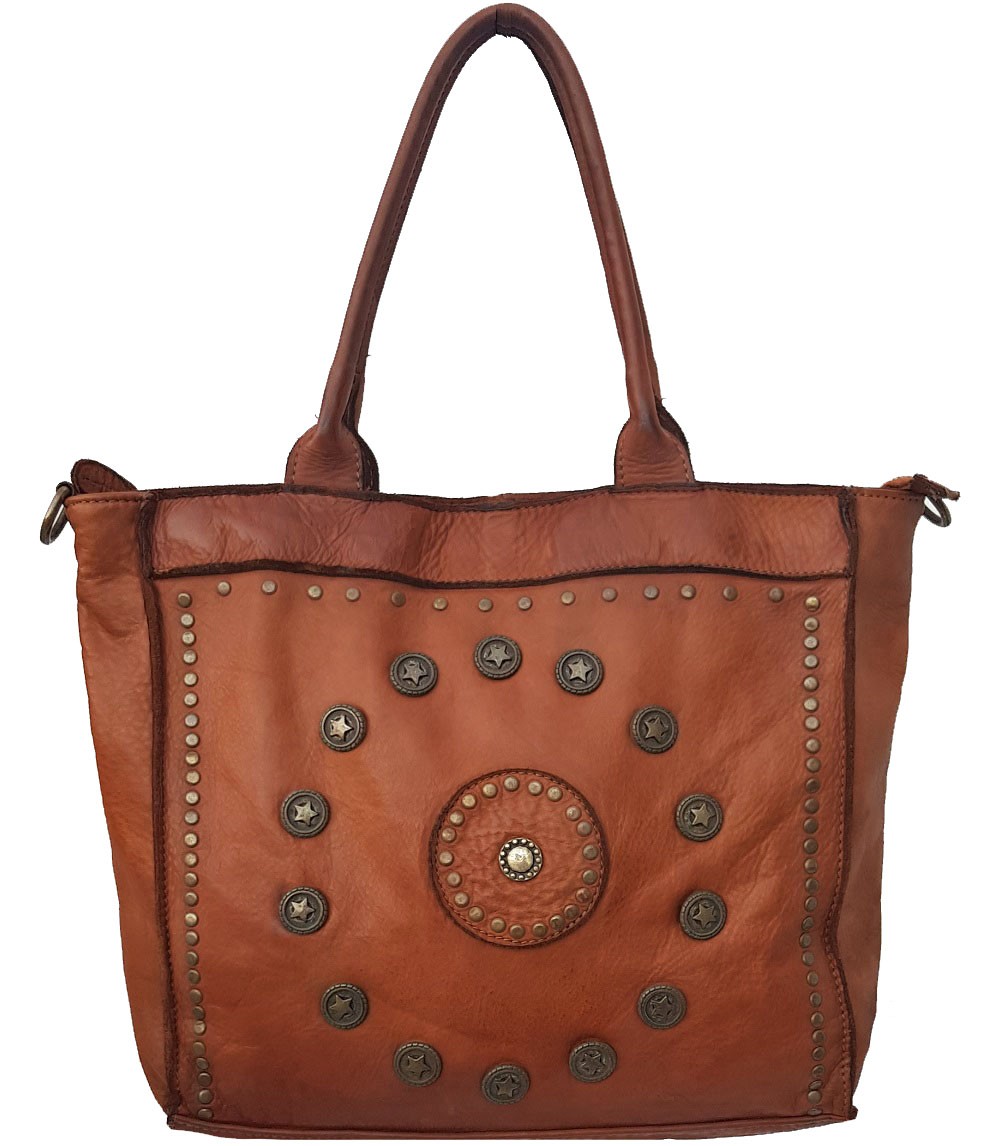 

Женская кожаная сумка maxi Vintage Bottega Carele BC241 ginger