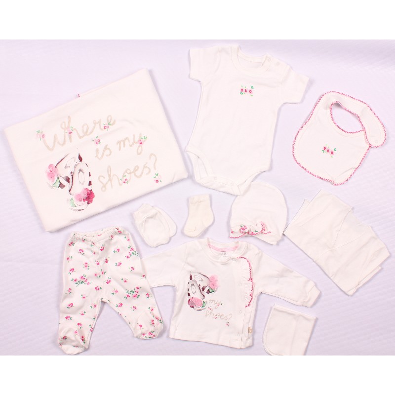 

Подарочныйковий Комплект 10 од. для девочки BIBABY 63033 50 см кремовый/розовый (464699)